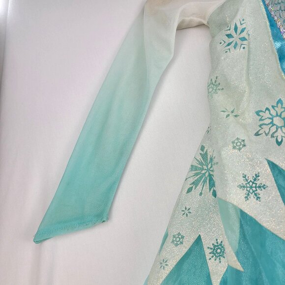 Disney Store Frozen Elsa Dress Costume Blue White Tulle Cape Girls 5/6 Snow Ice - Picture 3 of 13